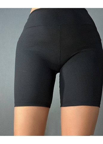 Шорти жіночі 113 велосипедки в рубчик середньої довжини чорні PRENSES (331346286)