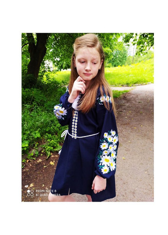 Синее синее вышитое платье для девочки Козачок (308020344)