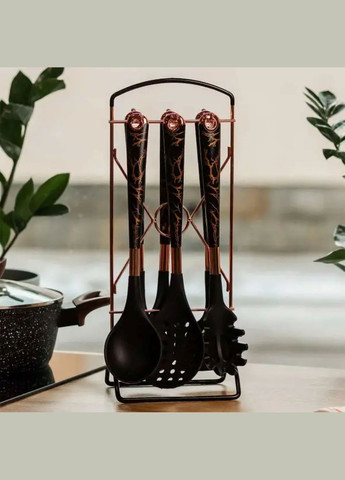 Набор кухонных принадлежностей на подставке 6 штук кухонные аксессуары Мрамор YRUR6 TS Kitchen (353502405)