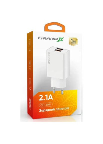 Зарядний пристрій (CH-15W) Grand-X CH-15W 2xUSB 10.5W Black (370014848)