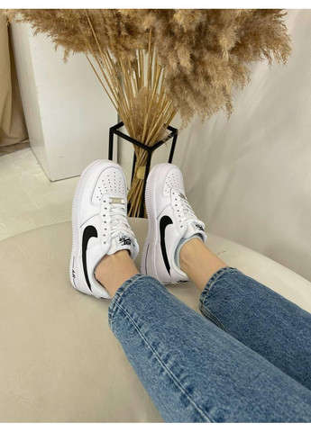 Чорні Осінні кросівки чоловічі nike air force 1 white black 4 найк аір форс 1 преміум No Brand