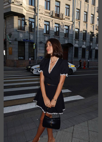 Черное повседневный платье DK/DL Мода без кордонів однотонное