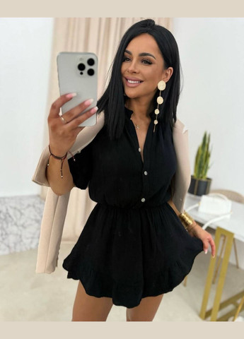 Чорна кежуал легка сукня приталеного крою з пишною спідницею Adelante однотонна