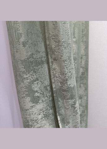 Жакардові штори з мармуровим візерунком 2шт 1.5×2.7 м, тасьма 6 см, середнє затемнення, салатового кольору. No Brand (331619160)