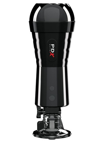 Мастурбатор-вагіна з вібрацією PDX Elite на присосці, в чорній колбі Pipedream (303890724)