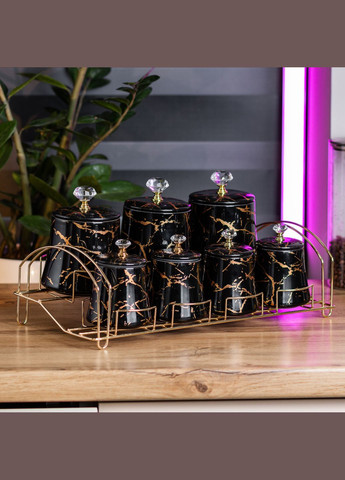 Набір баночок для сипучих продуктів 600/250 мл на металевій підставці Yiwu (328603018)