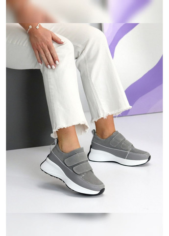 Жіночі графітові кросівки з натуральної замші та шкіри на липучках Jiulai-Kadisalun Кросівки графітові демісезони (358888080)