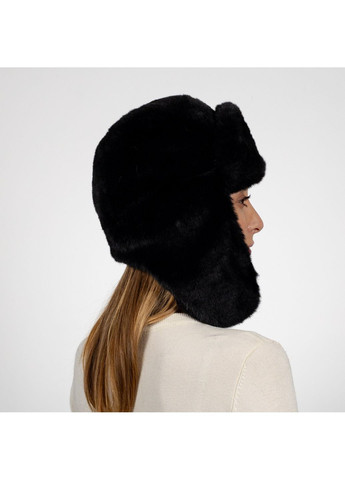Шапка вушанка жіноча штучне хутро кролик чорна ЛІНА LuckyLOOK 664-494 (322783288)