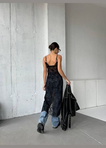 Черное повседневный женское платье из гипюра Avanti