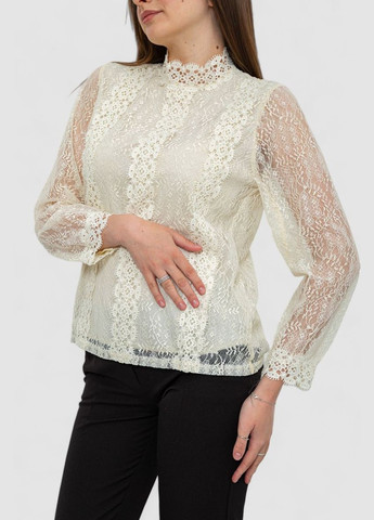 Світло-бежева блуза жіноча класична гіпюрова, колір світло-бежевий, Ager