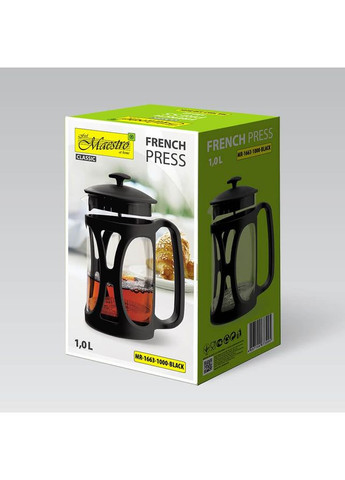 Френч-прес (Заварник) для чаю та кави 1000 мл (MR-1663-1000-BLACK) Maestro (365877252)