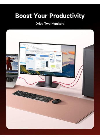 Кабель HDMI 2.1 slim, 48Gbps, 8K@60Hz, 4K@120Hz 1м, multicolored Jsaux (356455569)