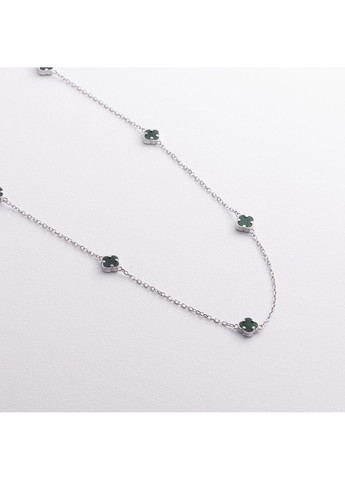 Серебряное колье Клевер (малахит) 181354 75 75 Oniks (349758544)