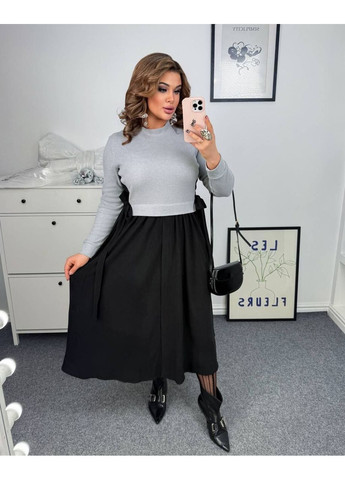 Серое повседневный платье теплое зимнее popluzhnaya