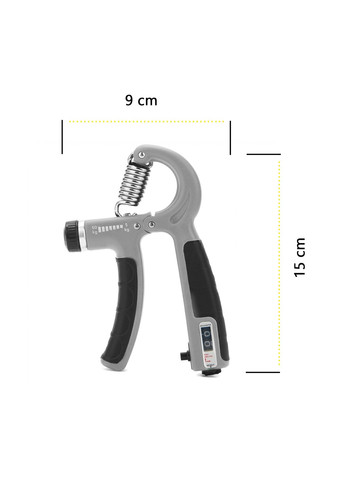 Эспандер кистевой 5-60 кг с регулируемой нагрузкой и счетчиком Grey/Black Cornix XR-0268 (342758516)