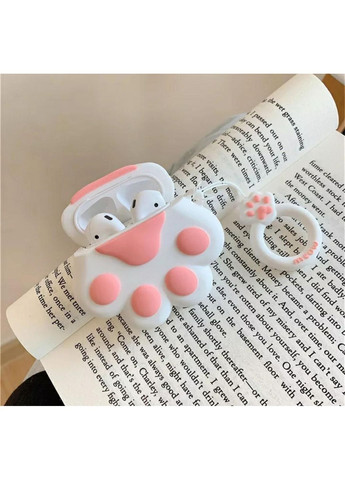 Чохол для навушників AirPods 1, 2 Лапка біла + брелок силіконовий Trends Airpods 1/2 (360897048)