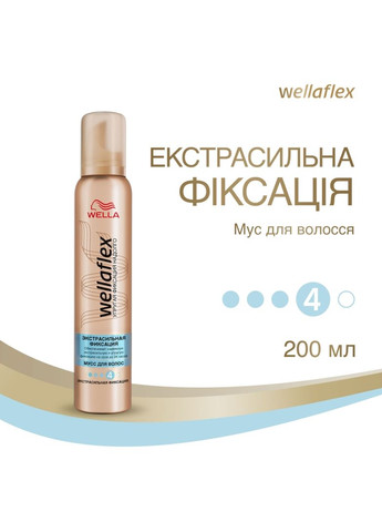Мус для укладання волосся екстрасильної фіксації Wellaflex Extra strong 200ml (27123-77986) Wella (365799078)