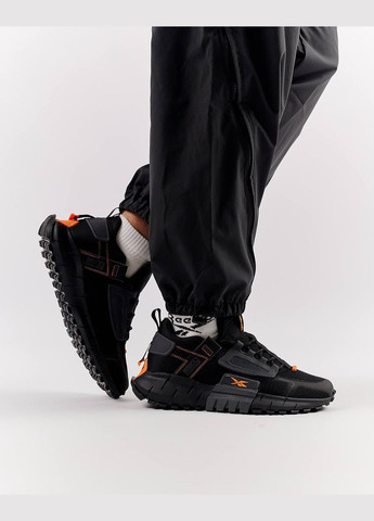 Черные демисезонные кроссовки мужские, edge black orange вьетнам Reebok Zig Kinetica