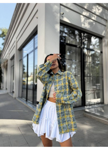 Желтая кэжуал рубашка в клетку MonCher с длинным рукавом