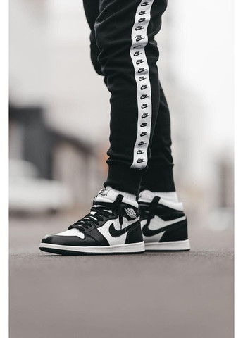 КРОССОВКИ ЖЕНСКИЕ NIKE AIR JORDAN 1 RETRO MID BLACK WHITE V2 НАЙК АИР ДЖОРДАН No Brand чёрные зима (367172986)