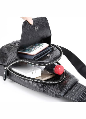 Шкіряна чоловіча сумка бананка рептилія, кросбоді слінг на груди з натуральної шкіри No Brand (334729784)