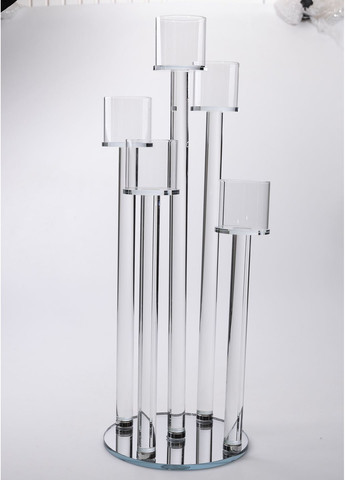 Подсвечник стеклянный Yiwu на 5 свечей с круглым основанием 56.5 см HP-4-16 No Brand (352527736)