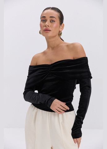 Оксамитовий кроп-топ з відкритими плечима і довгими рукавами Arjen (319311955)