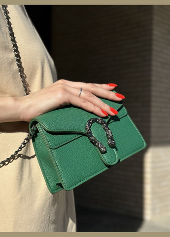 Женская маленькая сумка зеленая клатч на цепочке кросс-боди с подковой через плечо No Brand (299279295)
