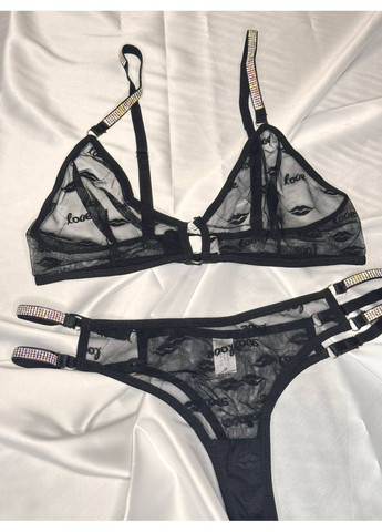 Черный комплект белья женский на чашку в/с черный No Brand