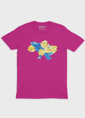 Розовая демисезонная футболка для мальчика с патриотическим принтом карта украины (ts001-1-fuxj-005-1-009) Modno