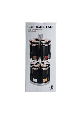 Набор емкостей для специй на подставке 12 баночки по 120 мл, черный мрамор TS Kitchen (328604139)