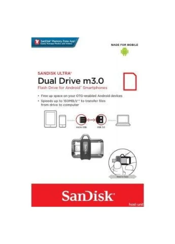 USB флеш накопичувач 64GB Ultra Dual Black USB 3.0 OTG (SDDD3-064G-G46) SanDisk (396873295)