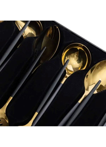 Набір кухонного приладдя 12 предметів столові прилади з нержавіючої сталі Золото з чорним HP-20-22 Jooki (358705977)