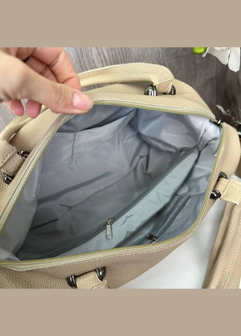 Жіноча сумка велика містка екошкіра чорна Бежевий No Brand (334730524)