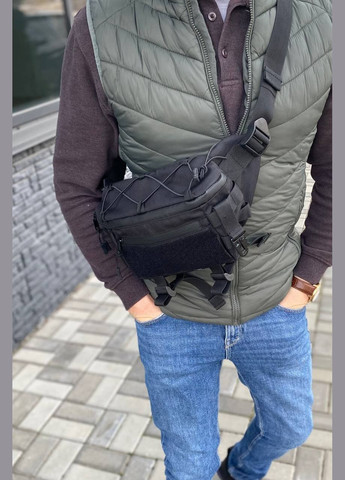 Мужская черная сумка через плечо на пояс бананка слинг TKT MK No Brand (322935334)