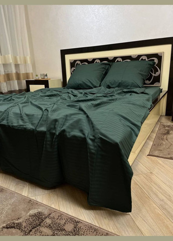 Постільна білизна бавовняна в смужку Євро 200 x 220 Страйп сатин 70 x 70 Смарагдова No Brand (332945965)