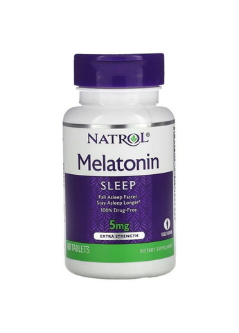 Натуральная добавка Melatonin 5 mg Extra Strength, 60 таблеток Natrol (293341002)