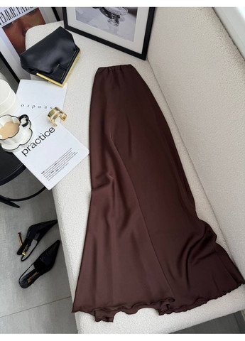 Коричневая праздничный, повседневная, коктейльный однотонная женская шелковая юбка Avanti клешированная