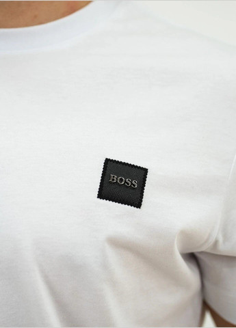 Белая футболка мужская с коротким рукавом Hugo Boss Logo Label Patch