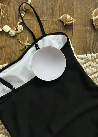 Чорно-білий демісезонний жіночий купальник суцільний No Brand