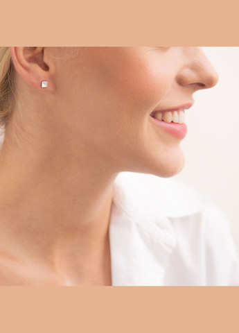 Серьги - пусеты Квадратики в белом золоте с07336 Oniks (264022352)