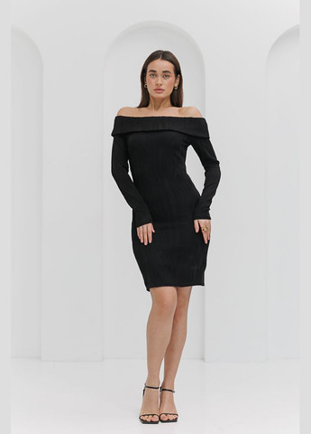 Чорна плісована сукня з відкритими плечима чорна Arjen