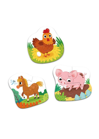 Дитячий Пазл 3 в 1 "День на фермі" DoDo 300394, 9 ел DoDo Toys (367970105)