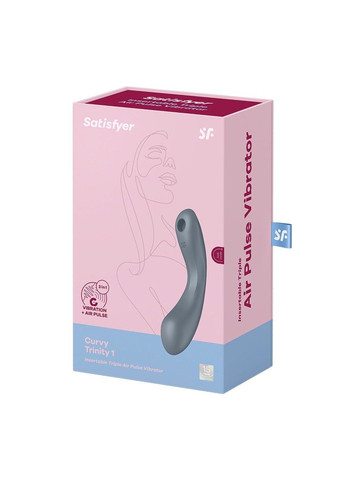 Вакуумный стимулятор с вибрацией Curvy Trinity 1 Bluegrey, игрушка 3в1 Satisfyer (333332603)