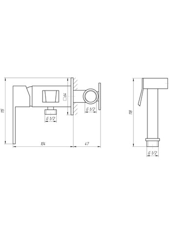Смеситель гигиенический ODISS TO 18604-H62-BB Topaz (335040779)