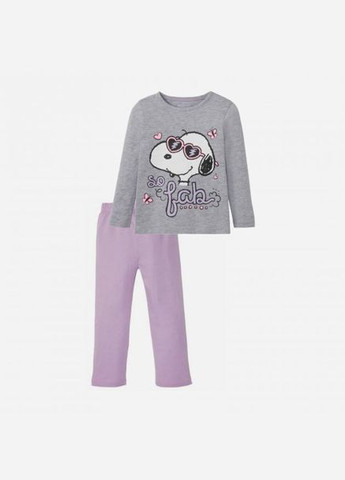Серая всесезон пижама для девочки лонгслив + брюки Lupilu