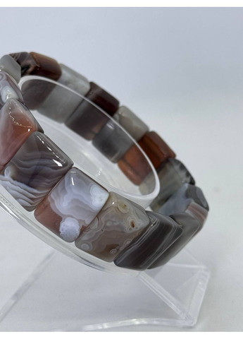 Браслет з агату Ботсвана 18 см Сірий No Brand (350633902)