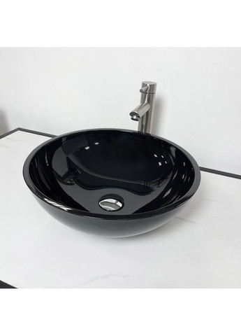 Умывальник из искусственного камня 420х115мм, без отверстия для смесителя/перелива, круглый KREIS Черный (35510420115) Adamant (368157266)