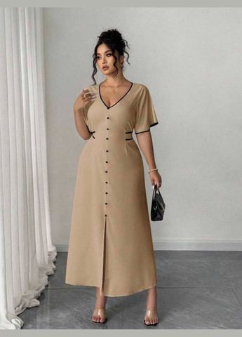 Бежева святковий, повсякденний, кежуал жіноча сукня великих розмірів Style Point однотонна