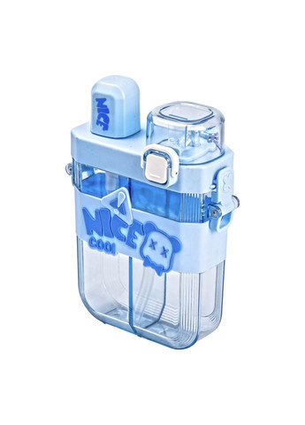 Пляшка для води подвійна Nice 620 мл з трубочкою та мундштуком, блакитний Happy Life (315433434)